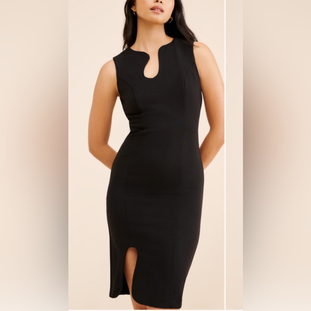 Adelyn Rae Black Asymmetrical Sheath Dress